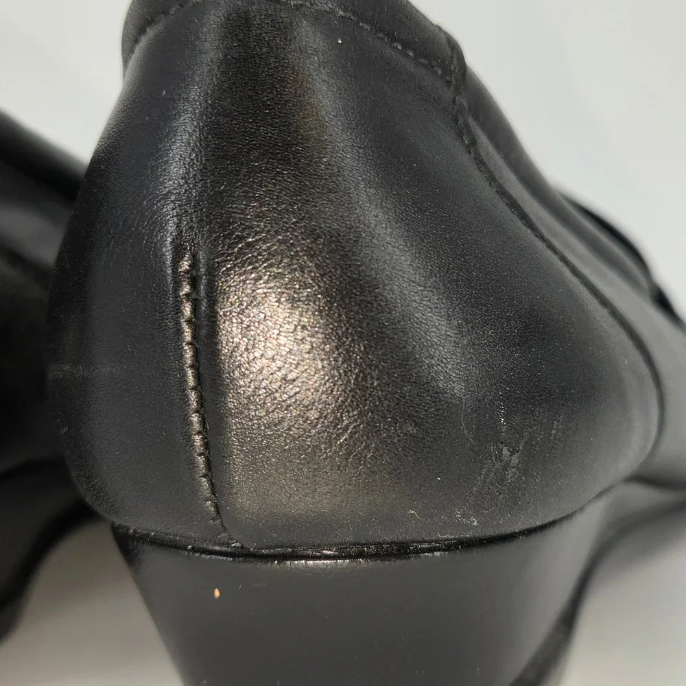 SAS Bounce Black Leather Wedge Loafer Moc Toe Slip On Comfort Shoes 9.5‎ M